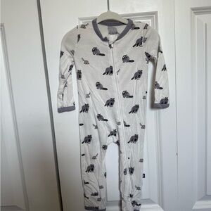 Kyte BABY Gray and White Animal Print Footie